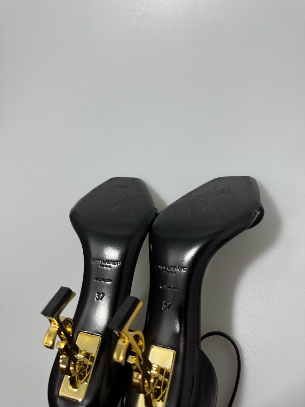 YSL Saint Laurent Opyum Sandals in Patent Leather Black Gold Size EU 37/US 7 - Picture 9 of 9